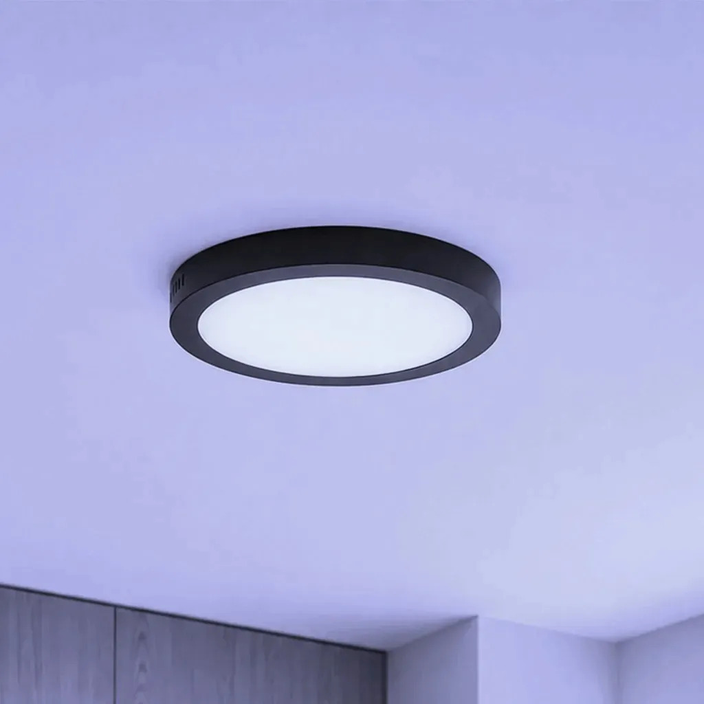 Foco Panel Led 24w Plafón Redondo 30cm Sobrepuesto Negro Luz Fría 6000k Demasled