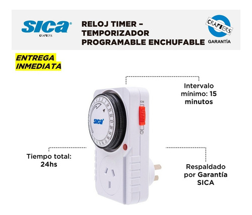 Imagen 2 de 7 de Reloj Timer Sica - Temporizador Programador Enchufable