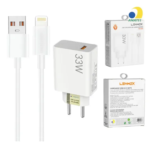 Carregador Lehmox 33w Turbo Usb-a Para Ios Le-405 | Parcelamento