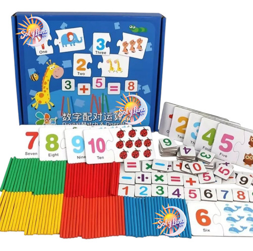 Kit De Aprendizaje Matemático Con Tarjetas Y Palitos