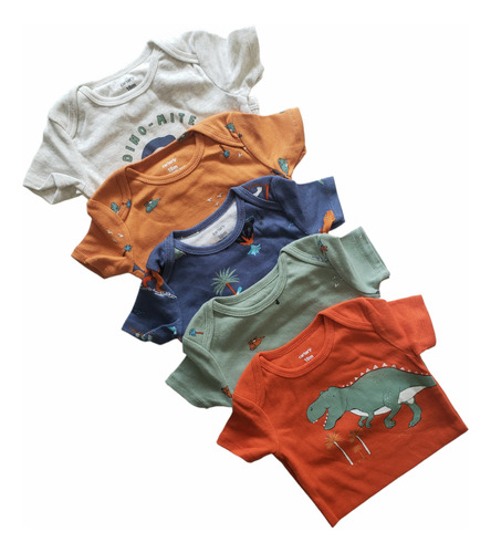 Pack De Bodys Carters Dinosaurio Manga Corta 18 Meses 