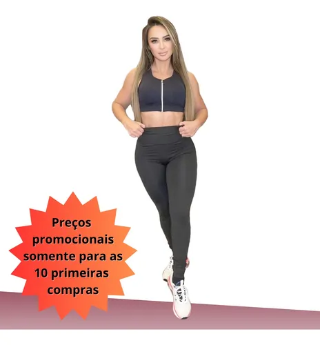 Legging preta sales tecido grosso