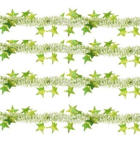 Guirnalda Boa Navideña Bicolor Verde Con Estrellas 180 Cm