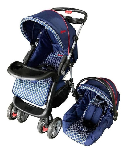 Carriola de paseo D'bebé Aventura azul con chasis color plateado