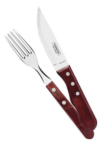 Cubiertos X12 Tenedor Cuchillo Jumbo Polywood Tramontina Ct