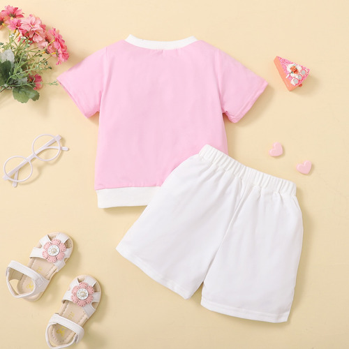 Conjunto Lindo Y Fresco De Verano Rosa Para Bebé 3m-2a
