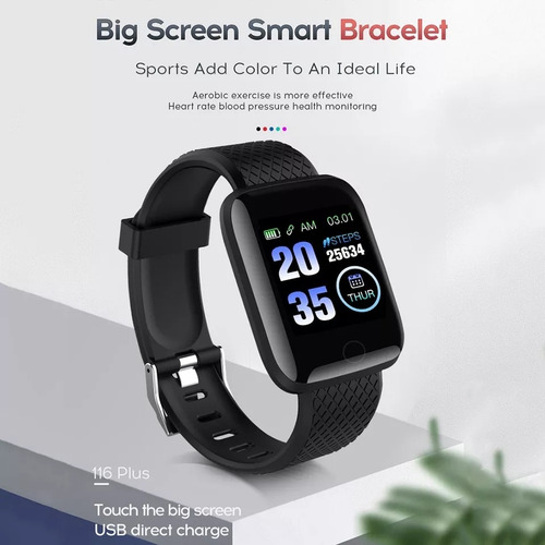 Imagen 2 de 10 de Reloj Inteligente 116 Plus D13 Smartwatch Fit Android iPhone