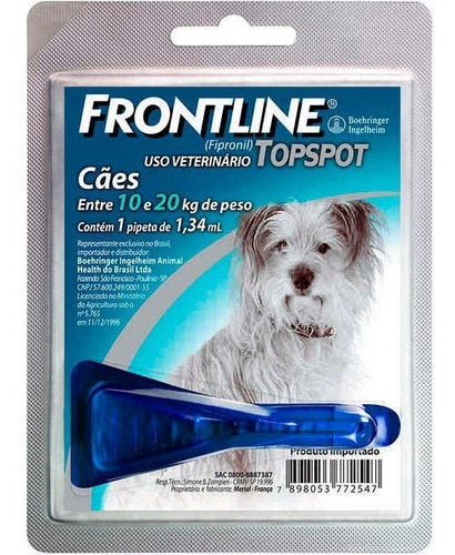 Antipulgas Frontline Top Spot Cães De 10 A 20 Kg