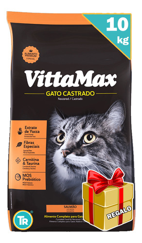 Comida Vittamax Gatos Castrados Salmón 10 Kg + Obsequio