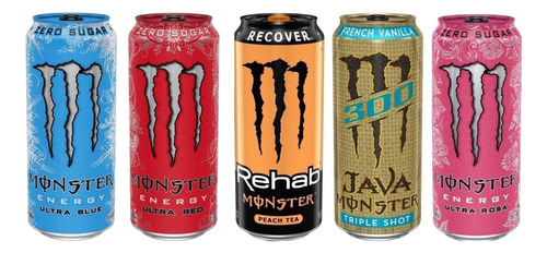 Monster Ultra Blue Red Rosa Peach Tea Java French Vainilla