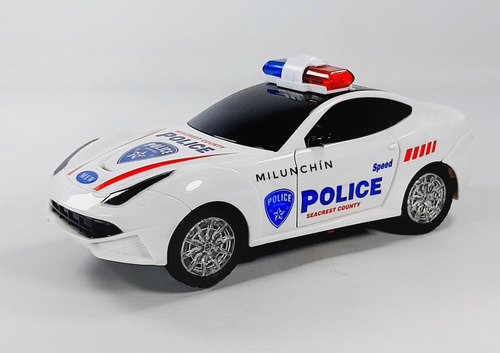 Auto De Policía Con Luces 3d Abre Sus Puertas Y Gira 360° Auto De Policía Blanco
