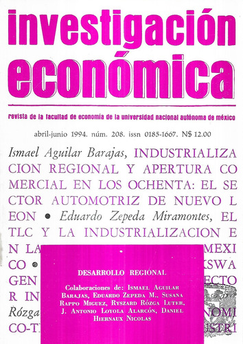 Investigación Económica N 208 - Abril - Junio 1994