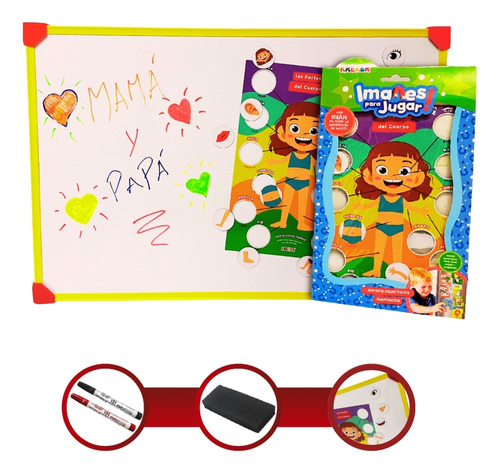 Pizarra Infantil Magnetica 40x60cm + Juego Kreker Cuerpo