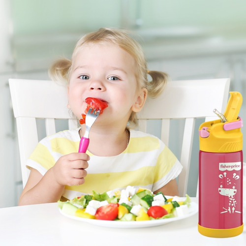 Imagem 7 de 8 de Garrafinha Infantil De Inox Canudo Silicone + Pote Térmico