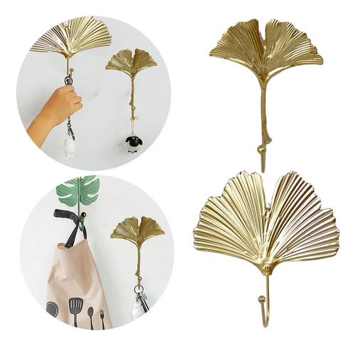 Gancho De Pared Con Diseño De Hoja Dorada De 2 Piezas,