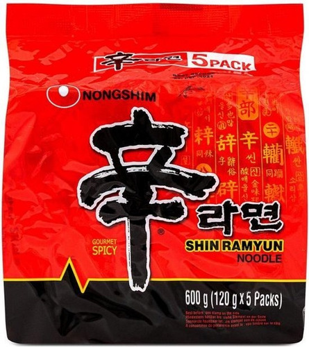 Lamen Coreano Shin Ramyun Apimentado Carne E Legumes Kit 5