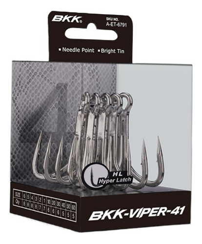 Anzuelo Triple Bkk Viper-41 Resistencia X4 Agua Salada 4/0