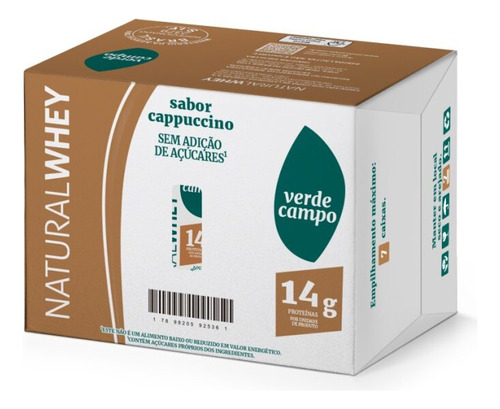 Shake Natural Whey Verde Campo Cappuccino 14g - Pack C/12 Un