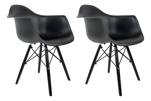 Kit de 2 sillas Dsw Eames de polipropileno con estructura de sillón negro