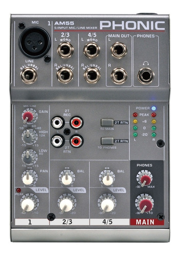 Mixer Phonic Am-55 Mezcla, Audio Radio Sonido 5 Canales