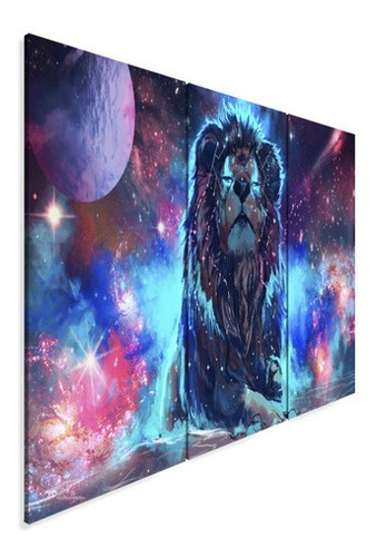 Quadro Decorativo 120x60 Sala Quarto Galáxia Universo Leão