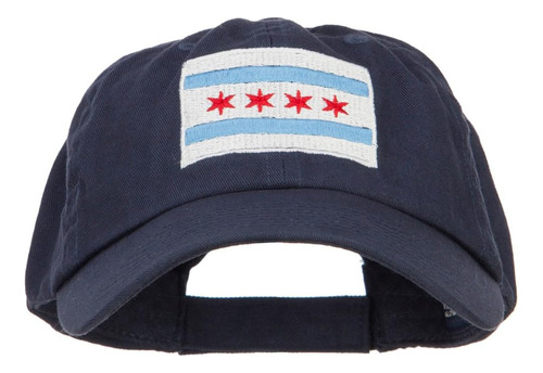 Gorra Baja Bordada Con La Bandera De Chicago - Azul Marino O