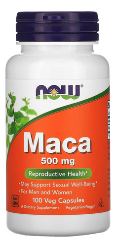 Now Foods, Maca, 500 Mg, 100 Cápsulas Vegetarianas