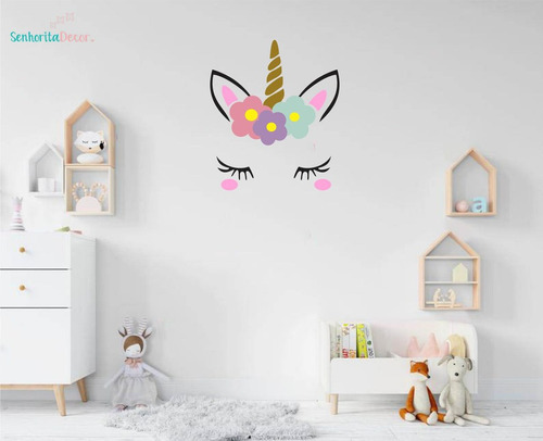 Adesivo De Parede Decoração Unicórnio Meninas Youtuber