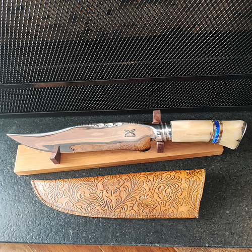 Faca Bowie Forjada 9' Integral Aço Inox 420c Cabo Osso Artes