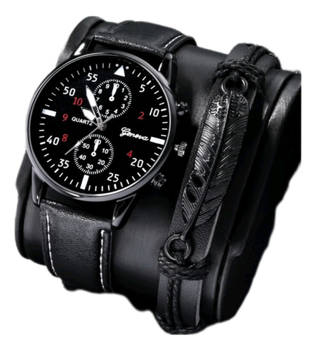 Reloj Negro Con Pulcera 