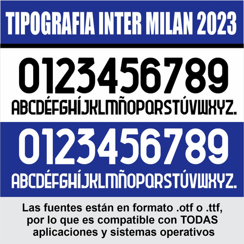 Tipografia Inter Milan 2023 Ttf Letras Numeros Dorsal Fuente