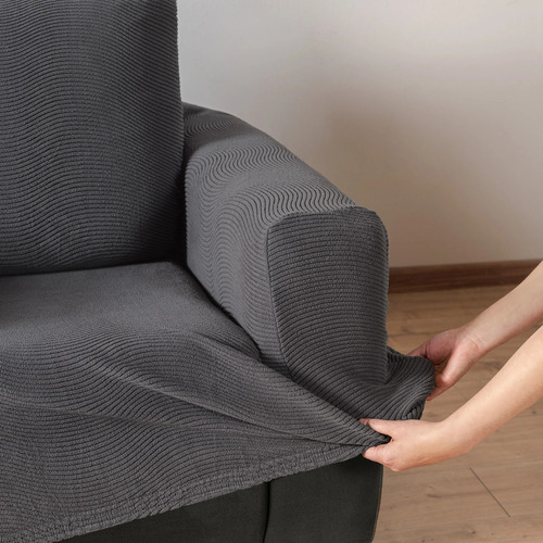 Funda Para Sillon Niza Oxford Tamaño Sofa 3 Plazas Vianney Color Gris Oscuro