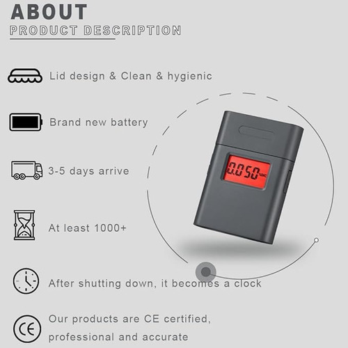 Bafômetro Etilômetro Digital Portátil Lcd Medidor Álcool Nf