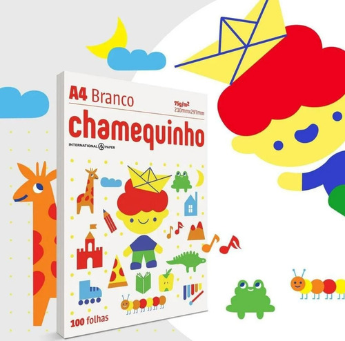 Papel Sulfite A4 Branco Com 100 Folhas Chamequinho 75g