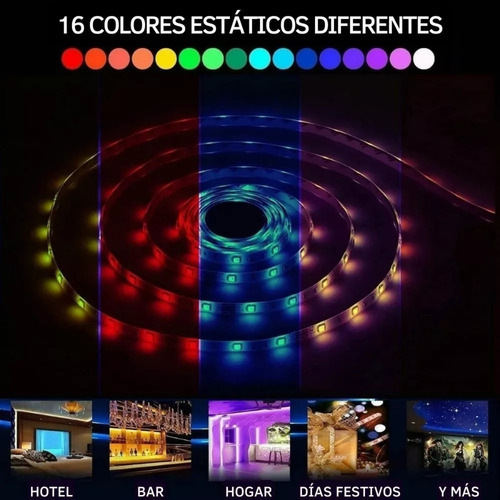 Tira Led 5050 Rollo Multicolor 5 Metros 16 Colores Control