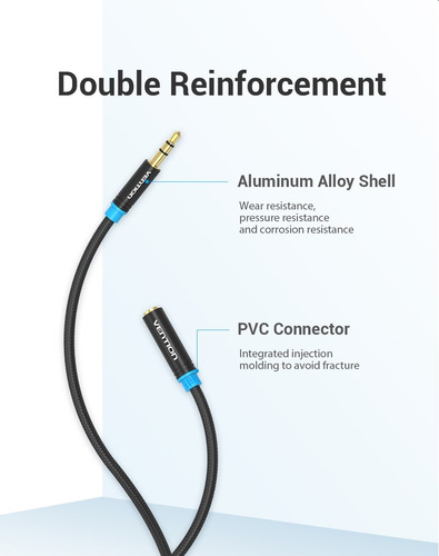 Cable Extension Audio Auxiliar Vention 3.5mm Nylon 1m 10 Pza