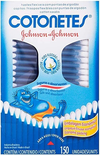 Hastes Flexíveis Johnson & Johnson Cotonetes Caixa 150 Unidades Embalagem Econômica