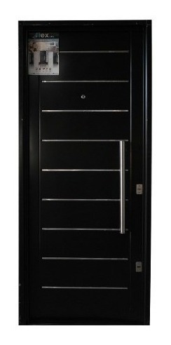 Puerta Doble Chapa Inyectada Negra De 90cm Con Apliques Top