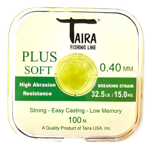 Nylon Taira Plus Soft 0,40 Mm 15 Kg Carrete X100m Amarillo