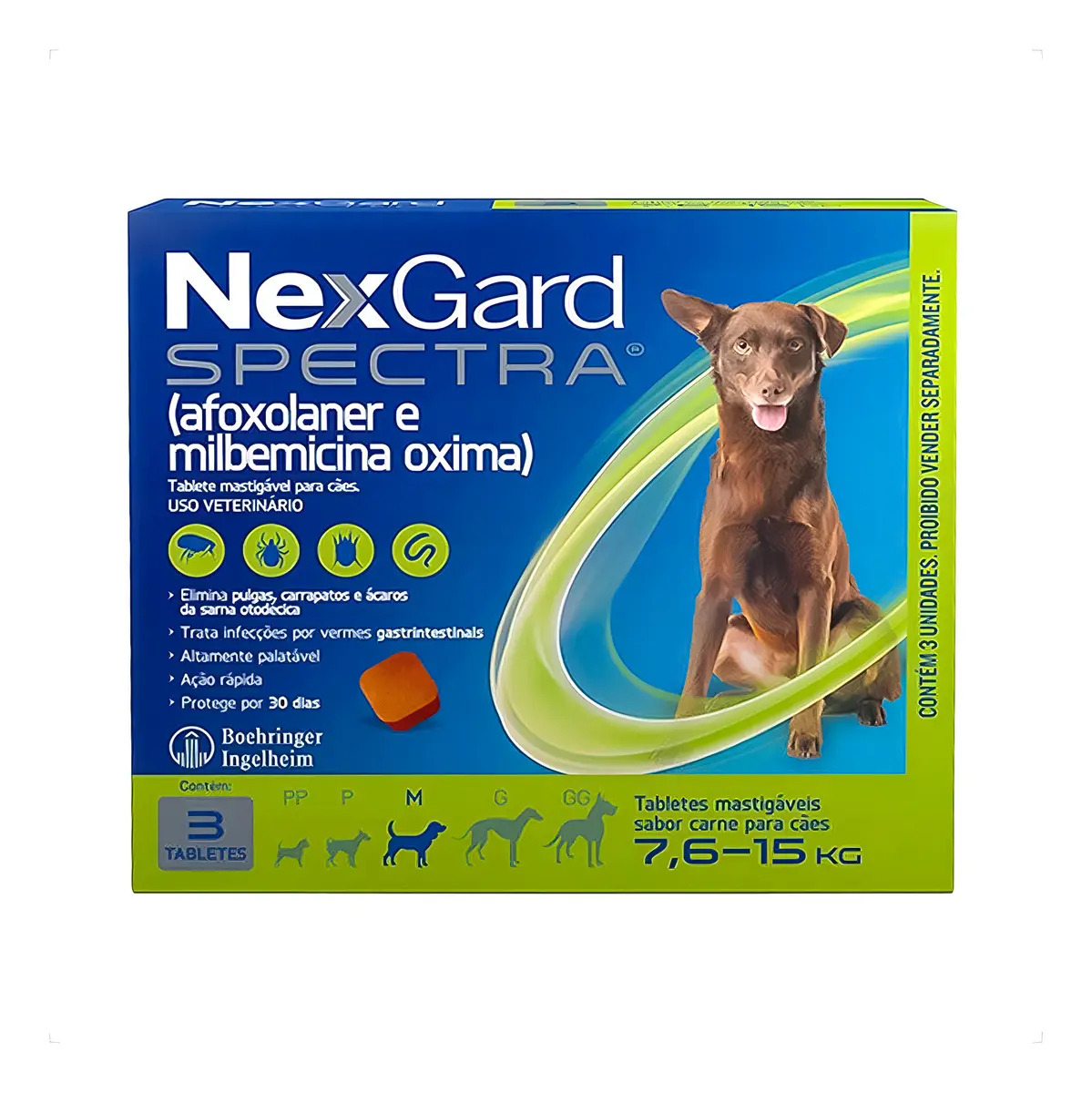 NexGard Spectra Antipulgas e Carrapatos Cães 7,6kg-15kg 3 Tabletes