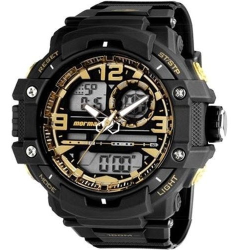 Relógio Masculino Mormaii Mo0949/8u 50mm Preto E Dourado