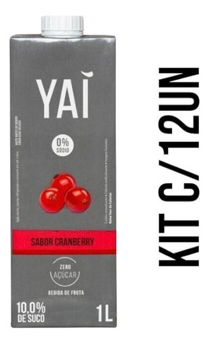 Kit 12 Un Suco De Cranberry Zero Acucar Yai 1l
