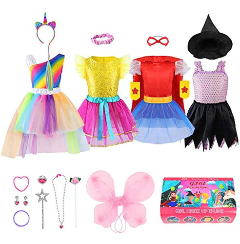 Girls Dress Up Trunk Princess Set, Jeowoqao 24 Pcs Pretend P