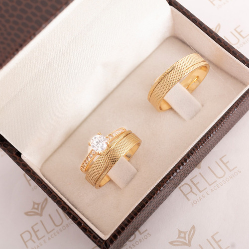 Imagem 4 de 7 de Par De Alianças Banhada Ouro 18k 5mm Recartilhada
