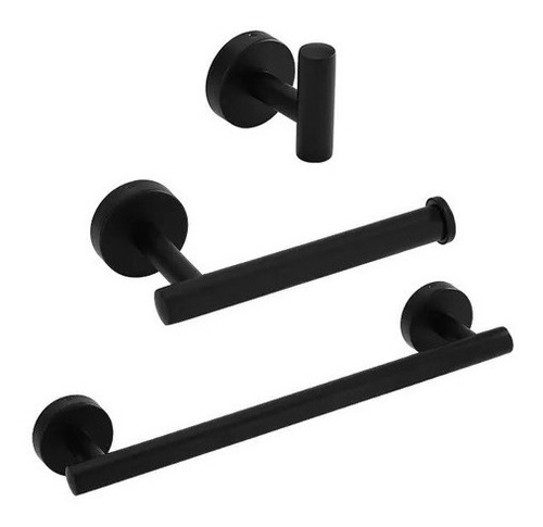 Imagen 2 de 4 de Kit Set De 3 Colgador Perchero Acero Inoxidable Negro Mate