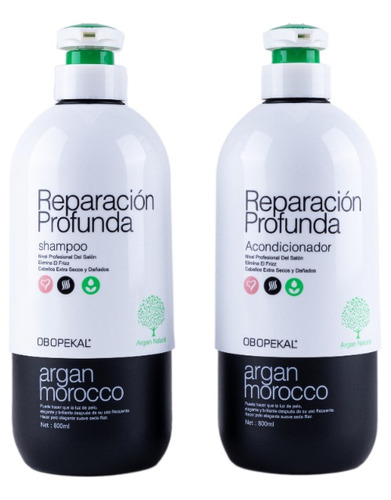 Obopekal® Shampoo + Acondicionador Argan Reparacion 800 Ml