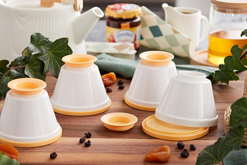 Molde De Panna Cotta De Tesoma, Juego De 4 Tazas Con Tapa