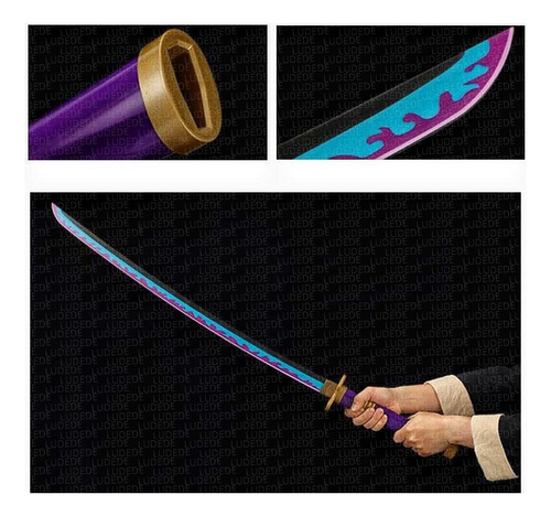 LUDEDE Roronoa Zoro Acero Katana - 104cm Yama Enma Anime One Piece Con Cinturón y Soporte - Espada Perfecta Para Cosplay, Colección
