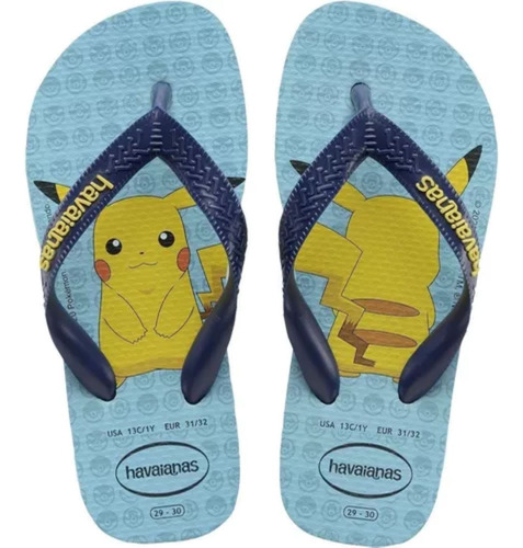 Chinelo Havaianas Pokémon Pikachu Azul -  Licenciado