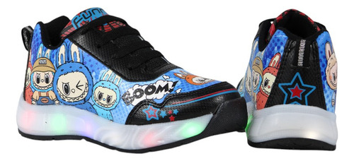 Tenis Niño La Bubu Luces Led Labubu The Monsters Antiderrapante Niños Tenis Infantil